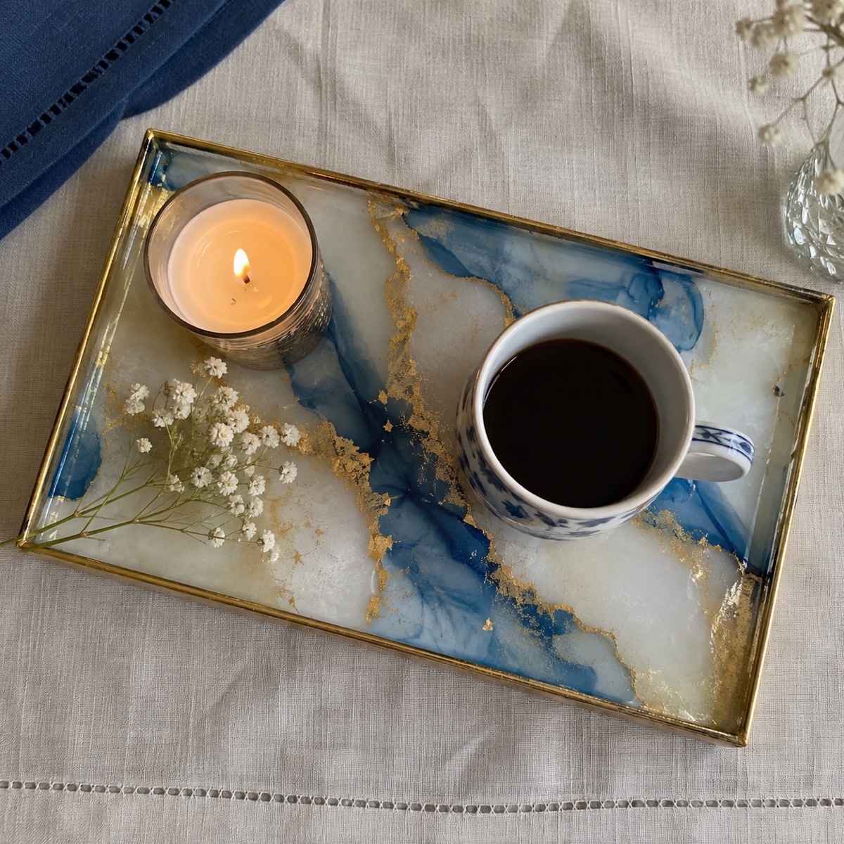 Gold trimmed resin tray