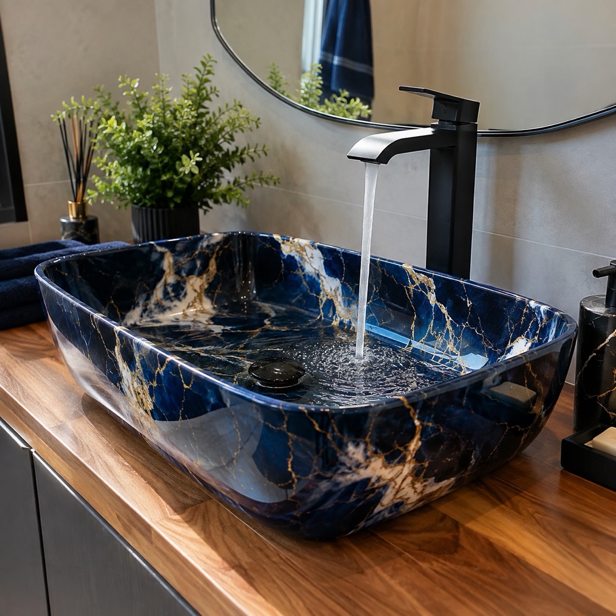 Finished resin vessel sink