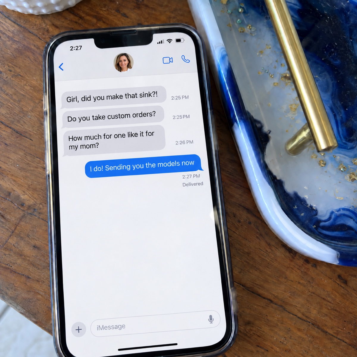 A custom order coming in by text