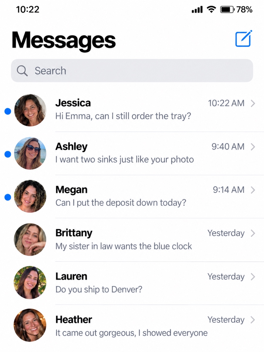 Text messages with custom orders